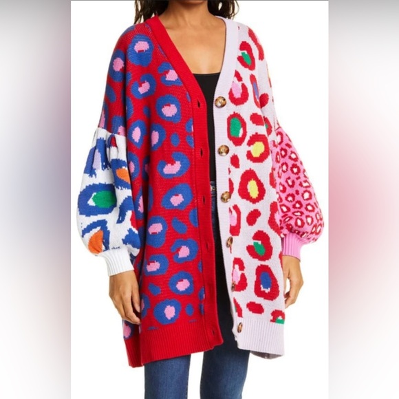 FARM Rio Sweaters - FARM Rio NWT Oversized Leopard POP Cardigan in 100% Cotton(sold out online)